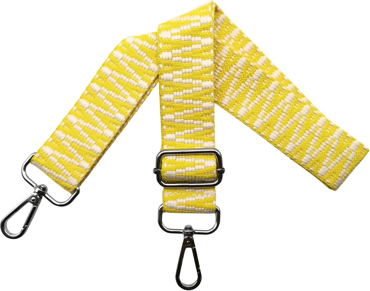 Tasriemen om te wisselen, verstelbare schouderriem voor tas, tasriem, breed, 3,8 cm, met zilveren karabijnhaak, schouderriem, tasband, draagriem voor handtassen, geel, S25