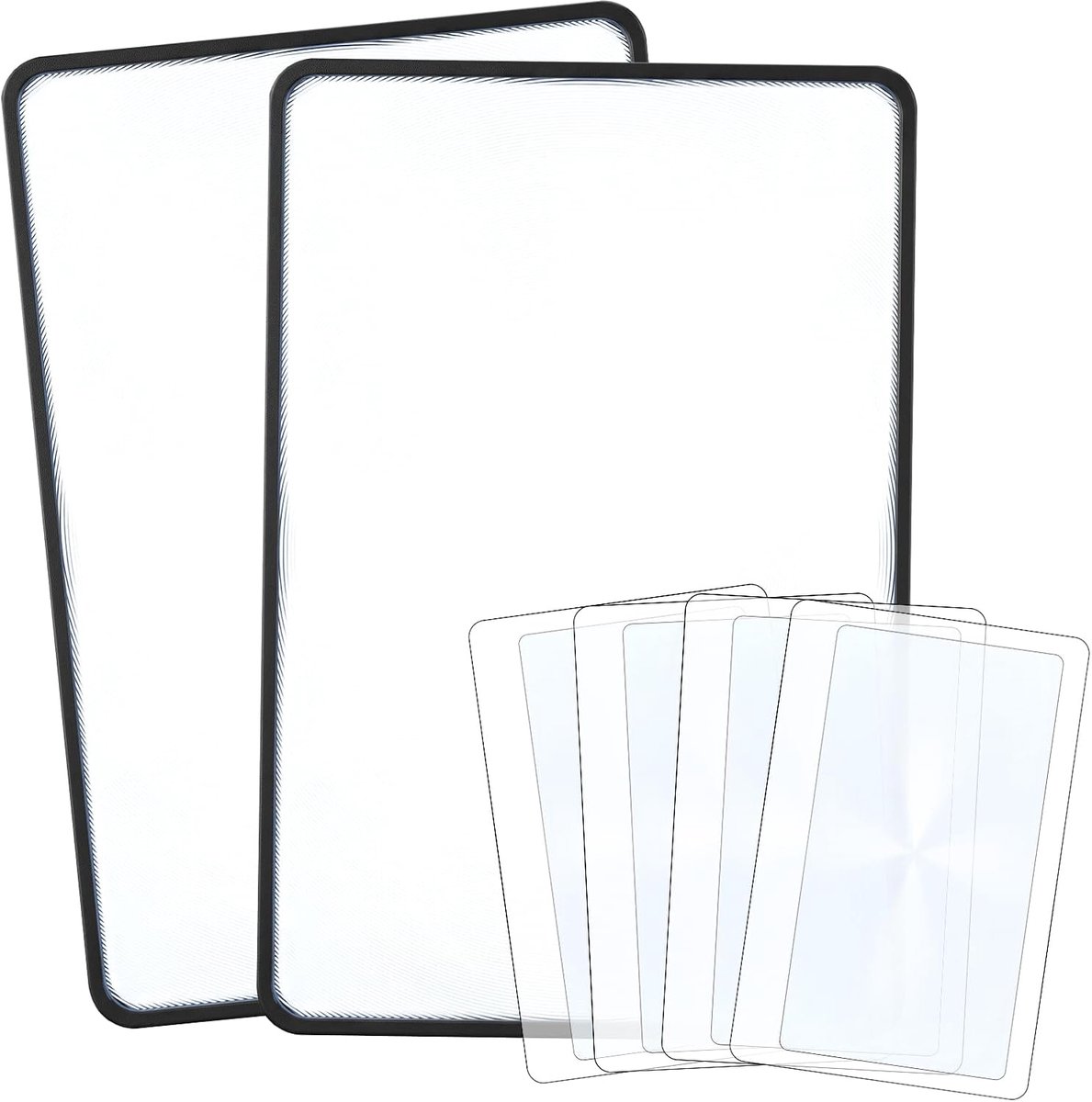 6 stuks 3X volledige pagina's leesloep leesloep, vergrootglas leeshulp | 2 grote en 4 kleine kunststff lichte rechthoekige leesloep voor senioren en laag zicht voor het lezen van boeken, kranten