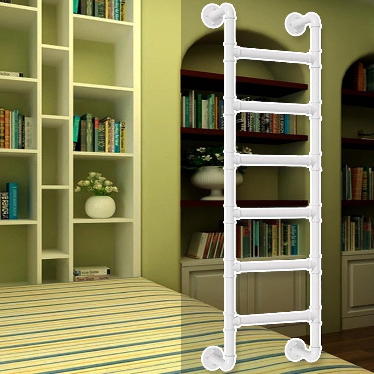 Zolderladder Smeedijzer - Stapelbedladder Klimladder - Veilig Klimmen - Wandmontage Ruimtebesparend - Tot 300cm Lengte - Zwart
