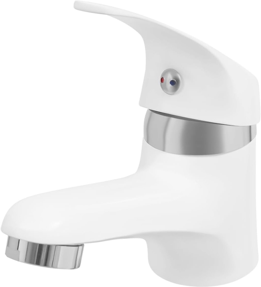 Kraan, badkamer met keramische ventielkern en waterbesparingssysteem, eengreepsmengkraan koud met warm en koud water, 450 mm uitloophoogte voor badkamer, gastentoilet, wit
