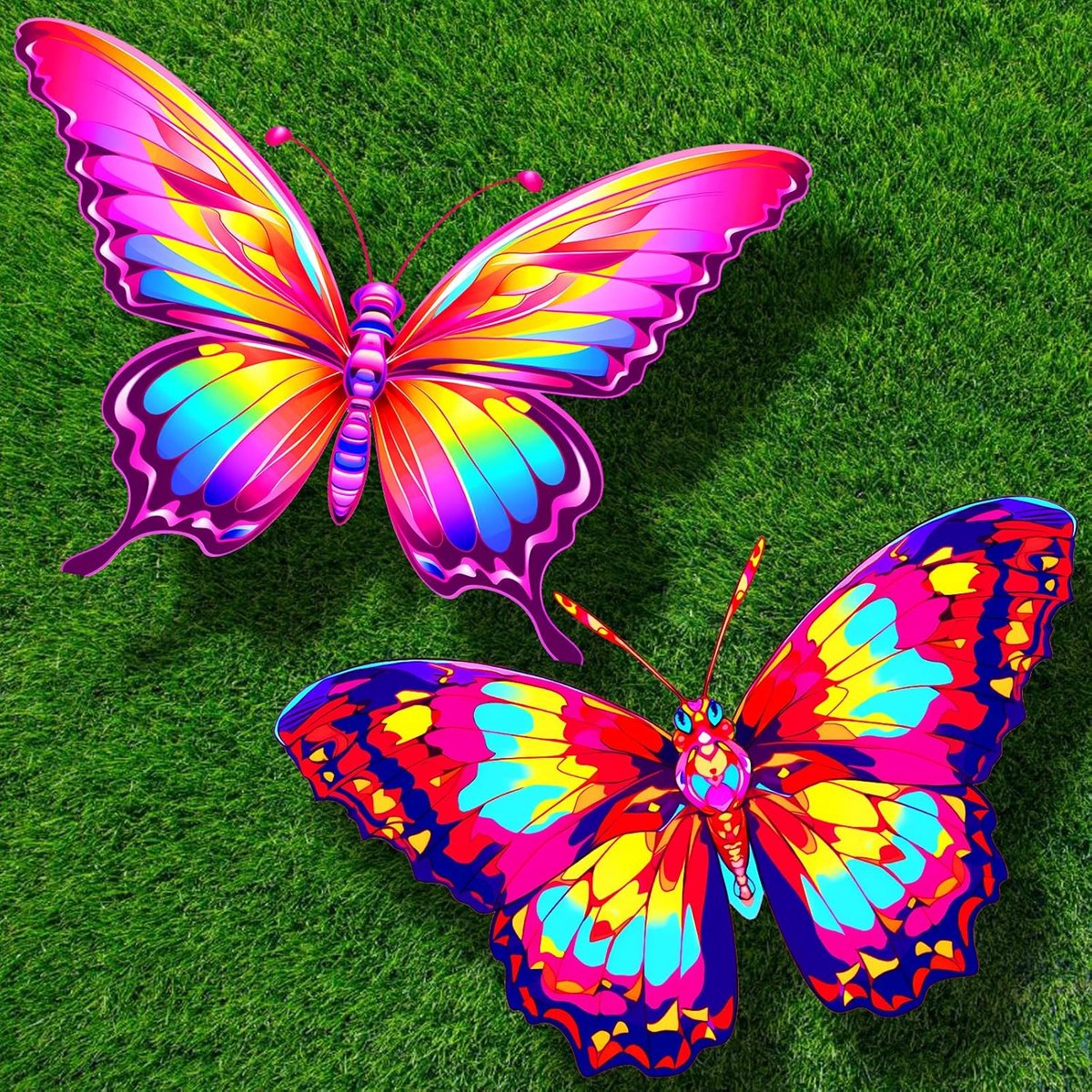 The sky 2 verpakkingen Vivid Butterfly Kite voor kinderen en volwassenen, gemakkelijk te vliegen, prachtige stoffen en unieke structuur ontwerp, uitstekende outdoor games en activity speelgoed,