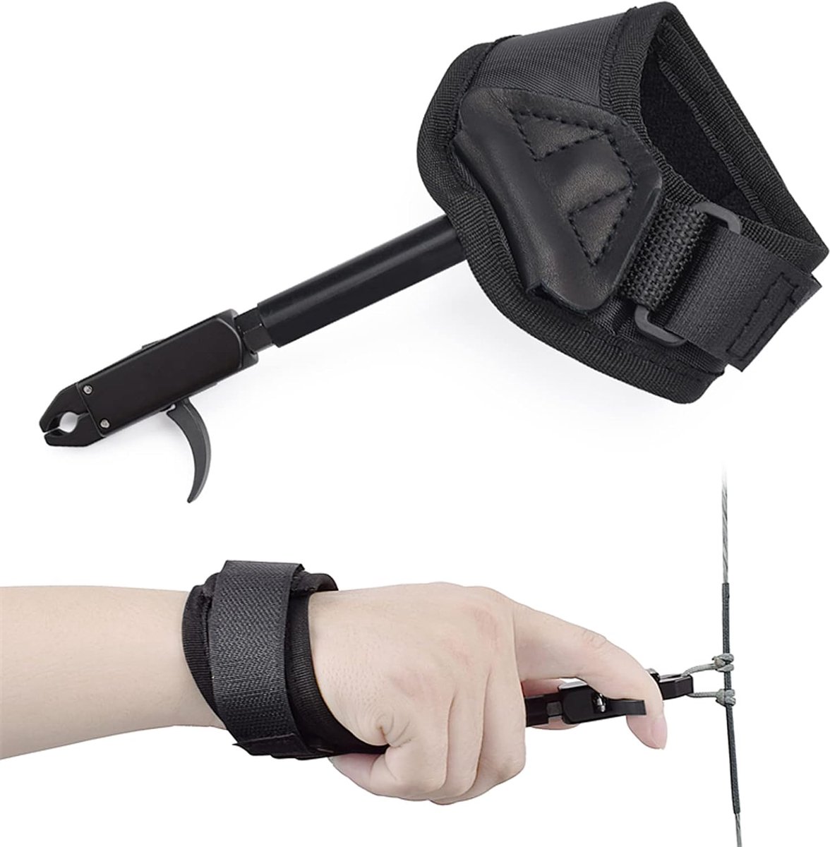 Archery Compound Bow Release - Verstelbare zwarte polsband Trigger Caliper Right Linkshandige Hand