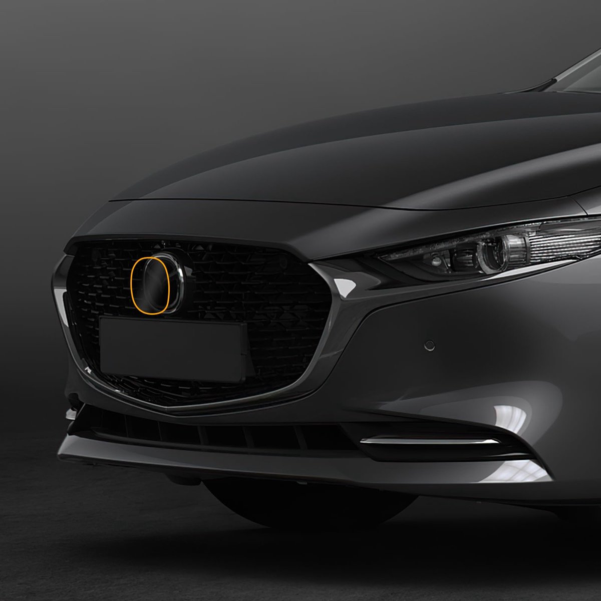 Auto logo decoratie sticker voor Mazda 3 - 19-25 jaar - voorgesneden TPU PPF - zwart embleem frame - ShopVlot