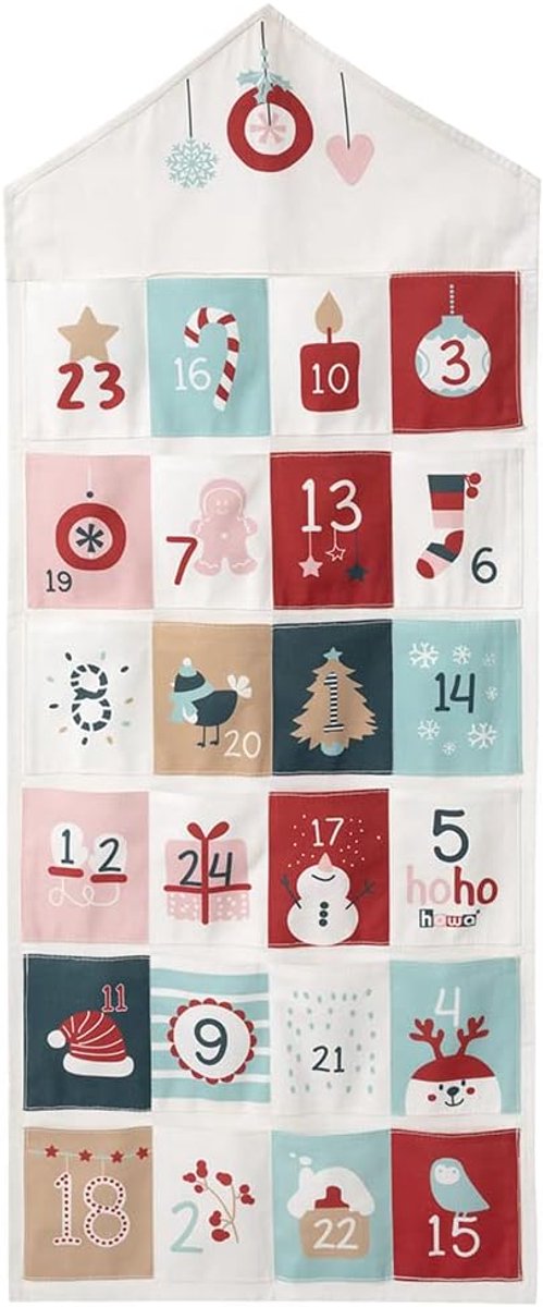 Adventskalender voor kinderen en volwassenen - Hervulbaar van katoen - 24 kersttassen - Mooi kerstdecoratie - ShopVlot