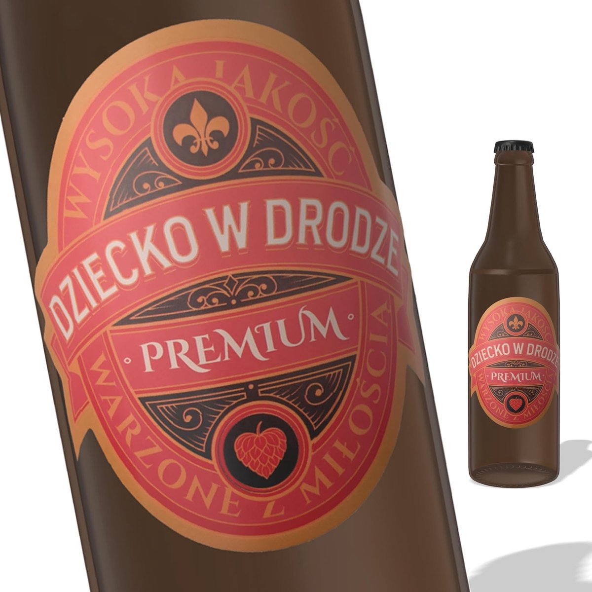 Etiketten voor bierflesjes - set van 3 - groen & goud - verrassingsaankondiging - ShopVlot