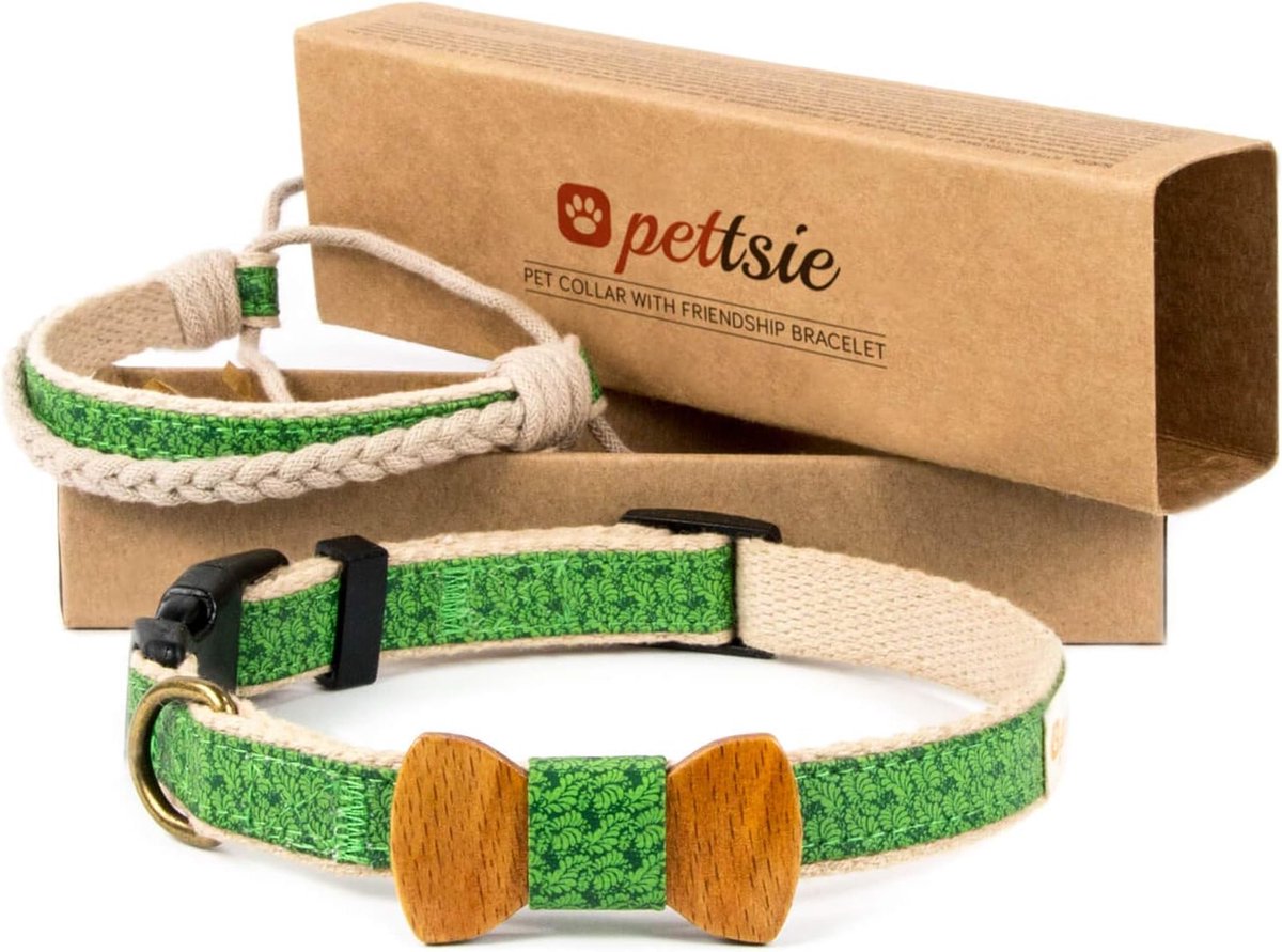 Hondcollar met strikje - duurzame hennep - 2 verstelbare maten - comfortabel voor gevoelige huid - ShopVlot