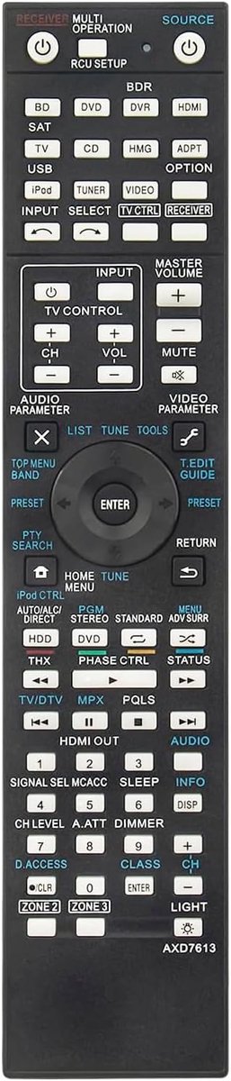 Afstandsbediening AXD7613 - Geschikt voor Pioneer AV Receivers - Eenvoudige bediening - Geen programmering nodig - ShopVlot