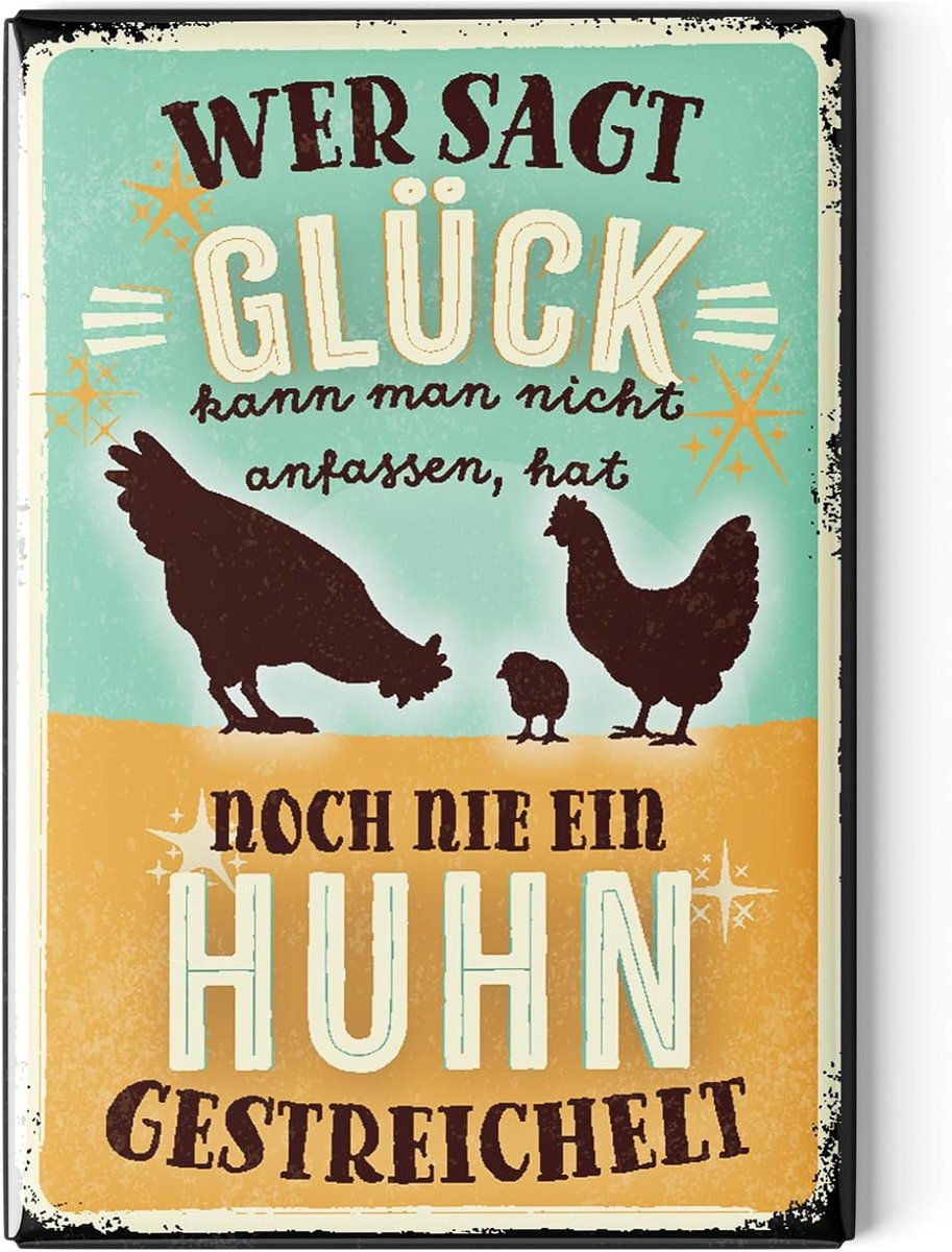 Magneten grappig 8x5.5 cm - retro ontwerp - met leuke teksten - vrolijk voor kippenliefhebbers - ShopVlot