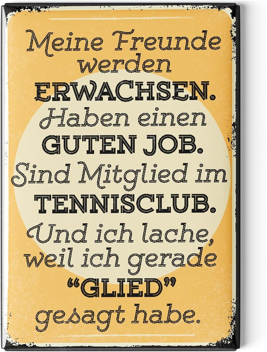 Tennisclub koelkastmagneten 8 x 5.5 cm - grappige uitspraken - retro motieven - stijlvol voor je keuken - ShopVlot