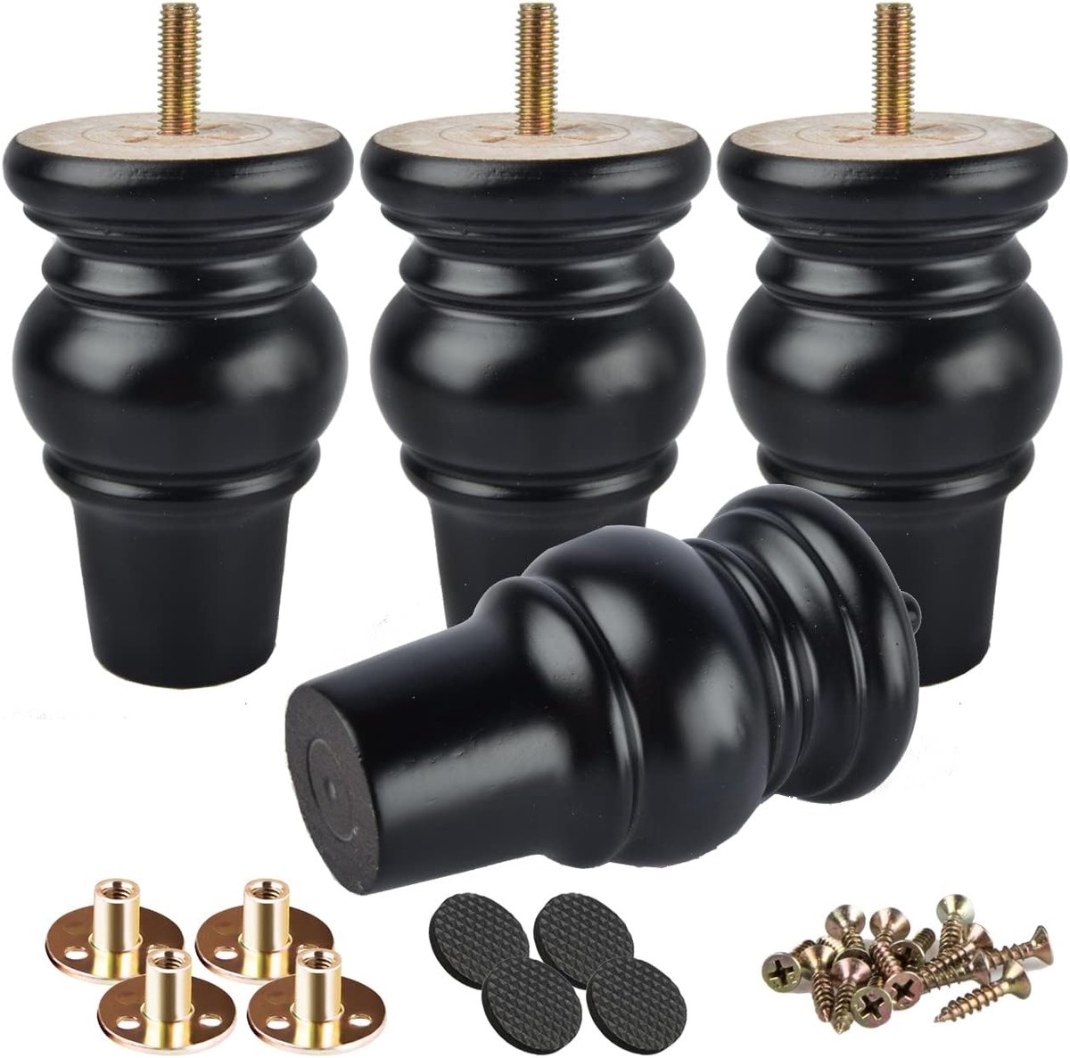 Meubelpoten 4 Inch - Massief Hout - 4 Stuks met Schroefdraad - Stevige ondersteuning voor meubels - ShopVlot