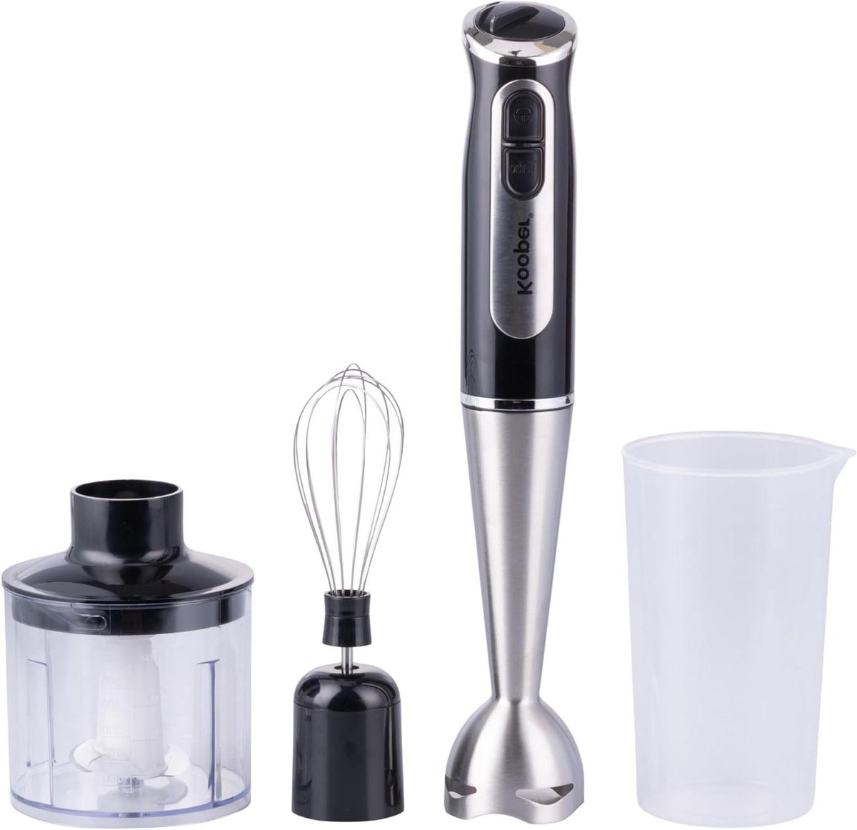Staafmixer 3-in-1 - Keukenmachine Hakmolen Garde - Eten Bereiden - Verwisselbare Accessoires - 500 ml - Zwart Zilver