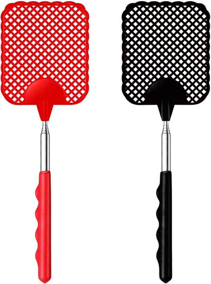 Vliegenmepper uittrekbaar - telescopische grip - 2 stuks - ongediertebestrijding - ShopVlot