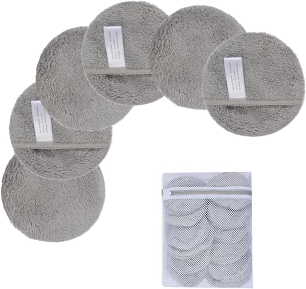 Pads Microvezel Gezichtsdoeken Wasbare Make-Up Remover Pads Reinigingspads met Waszak 6 Pack Lichtgrijs