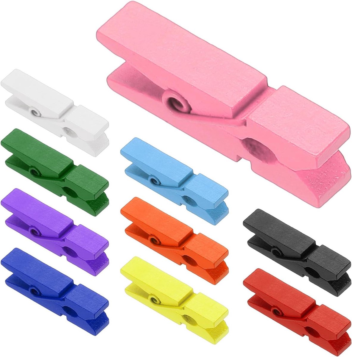 Wasknijpers, 100 stuks, kleurrijke mini-wasknijpers met sterke handgreep, fotoklemmen voor foto's, ophangen, kleding, decoratief knutselwerk, veelkleurig