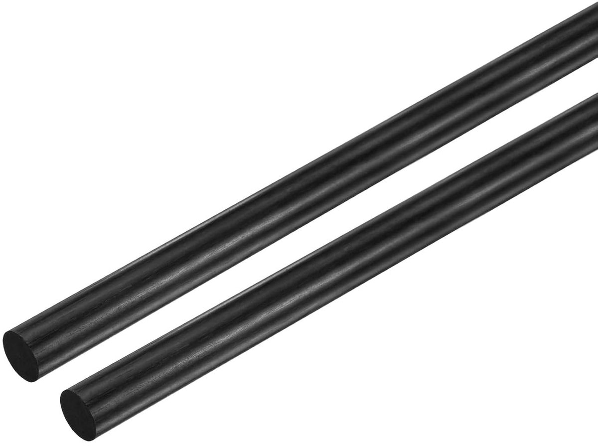 Koolstofvezelstaven, 100 mm lengte, 6 mm diameter, massief materiaal, matte stang voor RC-vliegtuigen, doe-het-zelf knutselen, quadcopter arm, modelbouw, drakenbuis, 2 stuks
