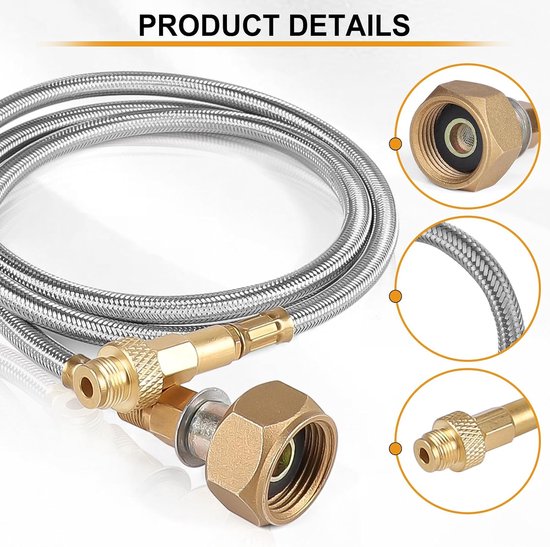 1 stuk(s) Camping gasadapter met flexibele slang 1 m, adapter voor camping gasfles, LPG-adapter voor camping oven met platte cilinder, camping kooktoestellen — afbeelding 5
