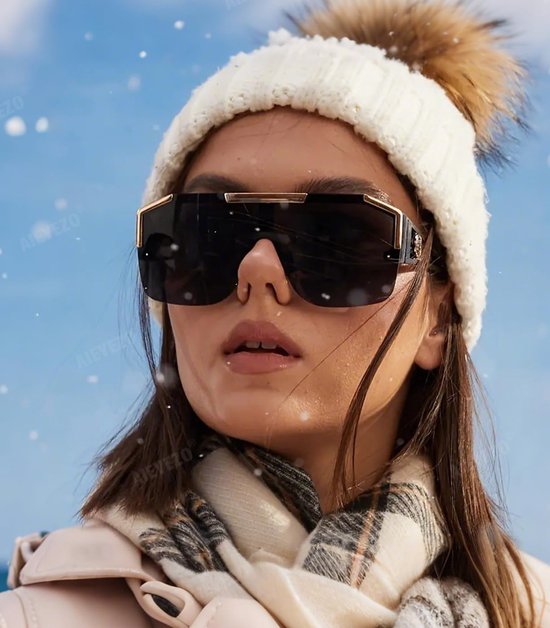 Oversized Zonnebril - Vierkante Bril - Bescherming Tegen Zon - Gepolariseerde Glazen - One Size - Zwart — afbeelding 5
