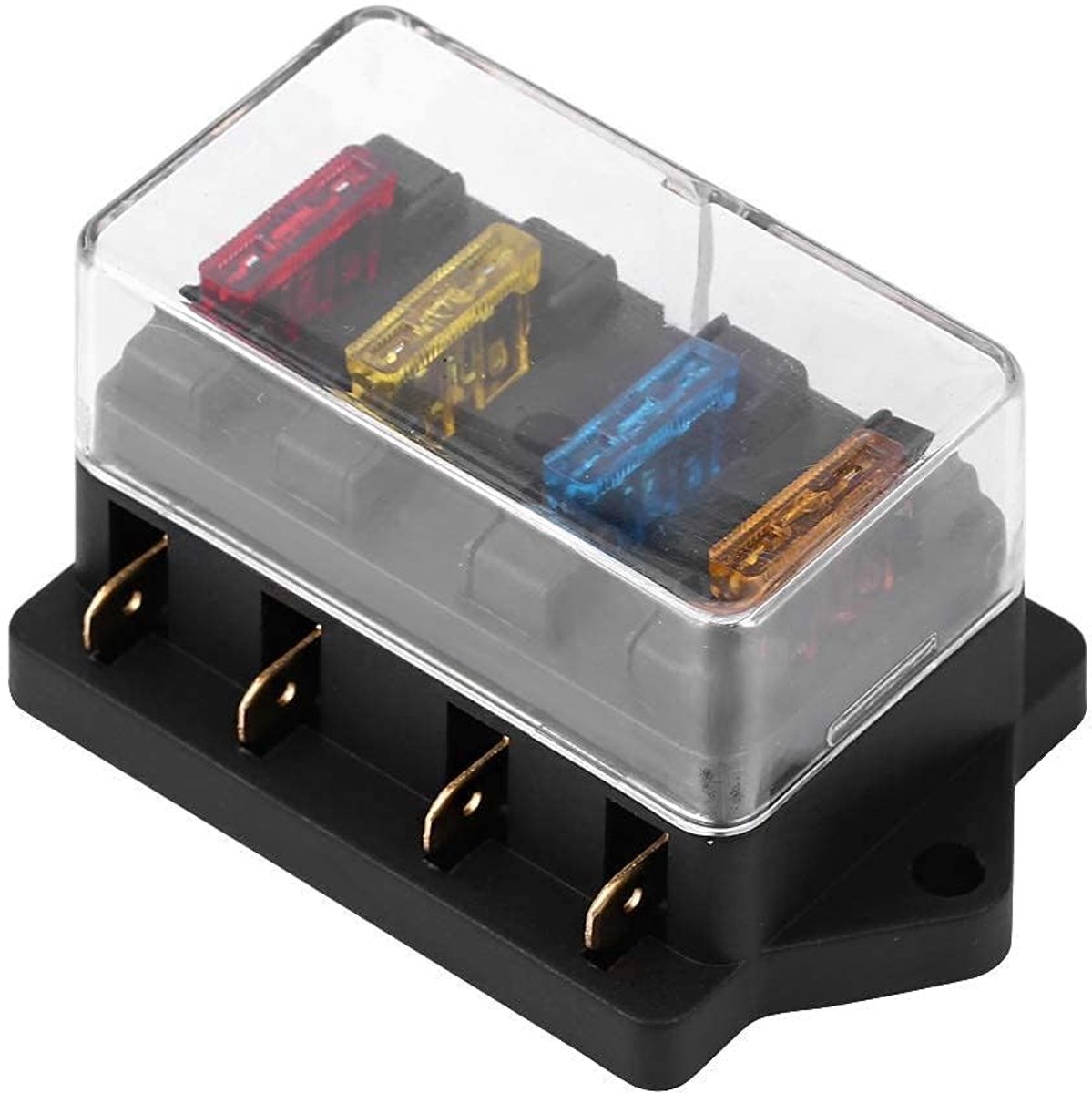 12-24 V 4-weg auto zekeringkast zekeringkast blok houder met zekering 5 A + 10 A + 15 A + 20 A