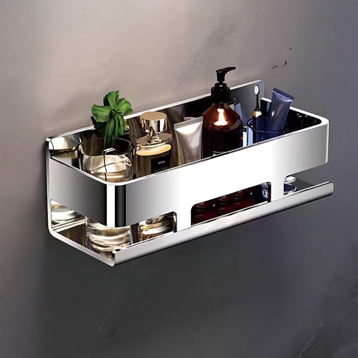 20 CM / 7.87 Inch Boor 304 Roestvrij Staal Badkamer Douche Caddy Chroom Waterdichte Badkamer Opslag voor Zeep Shampoo Doucheplank Muuropslag voor Keuken