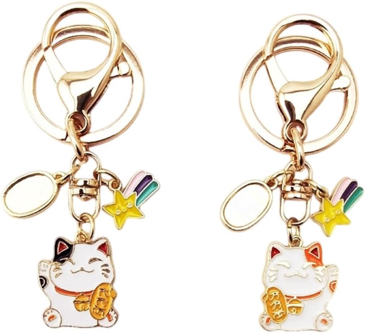 2 x Maneki Neko sleutelhanger gelukskat Japanse hanger voor tassen geschenken