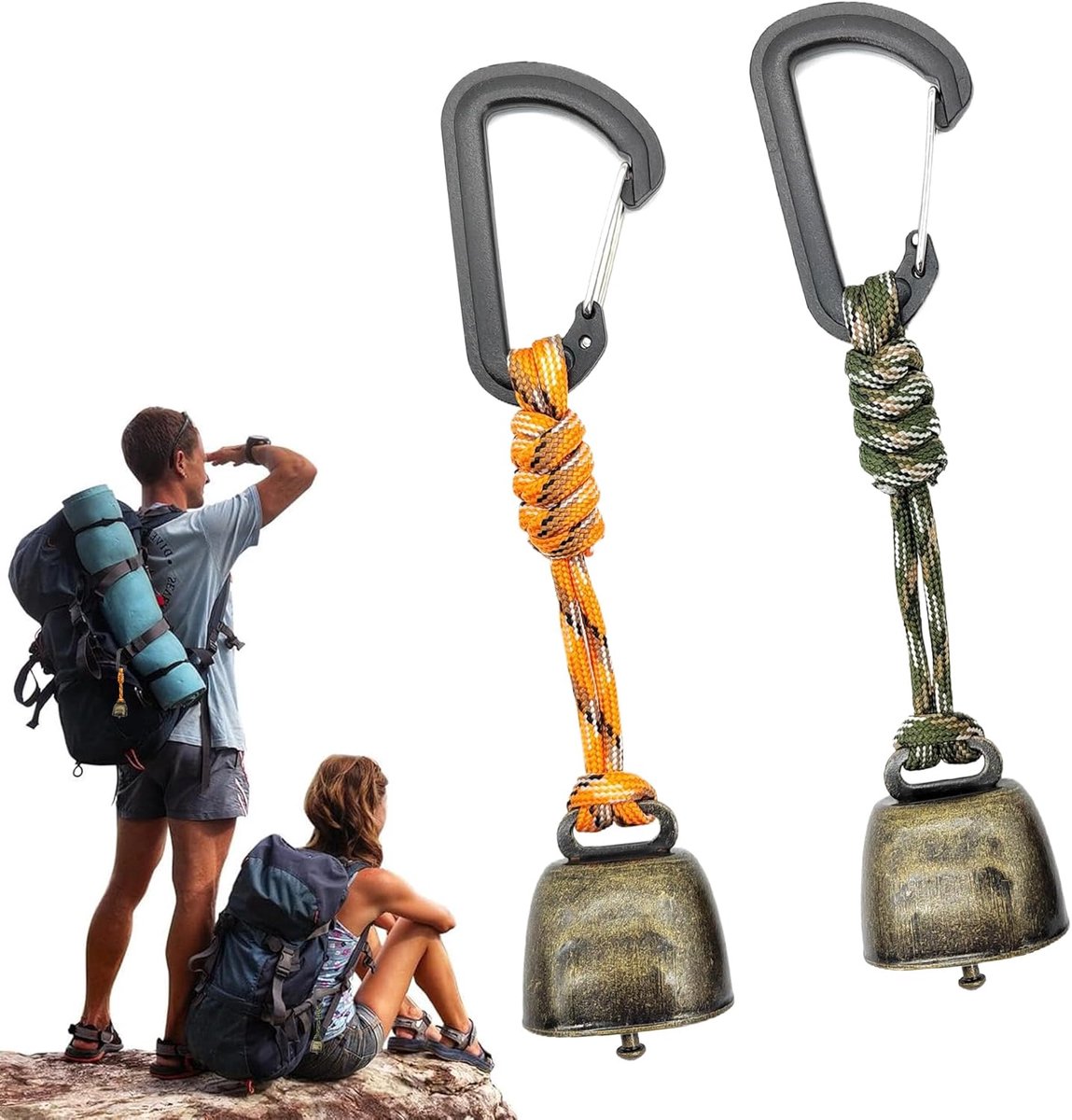 2 stuks beren-outdoorbel, praktische beren-waarschuwingsbel, berenklok, draagbaar, veelzijdig, voor outdoor-wandelen, rugzak, dierenhalsband