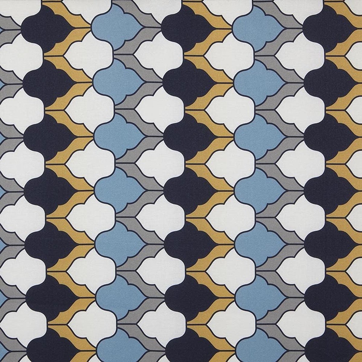 KILOtela - Digitale print Half Panama 100% biologisch katoen, Öko-Tex Standard 100, lengte 100 cm, breedte 280 cm, marineblauw, mosterd