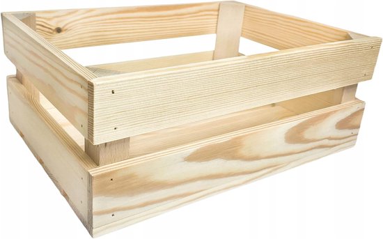 World - Houten krat - Ongelakt grenenhout opbergdoos DIY 40 x 30 x 17 cm — afbeelding 4