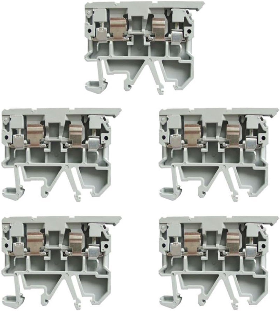 DIN Rail Mount zekeringhouder klemmenblok (5 stuks) - 6,3A, 500V, geschikt voor verdeelkasten, kasten en hogedrukapparatuur