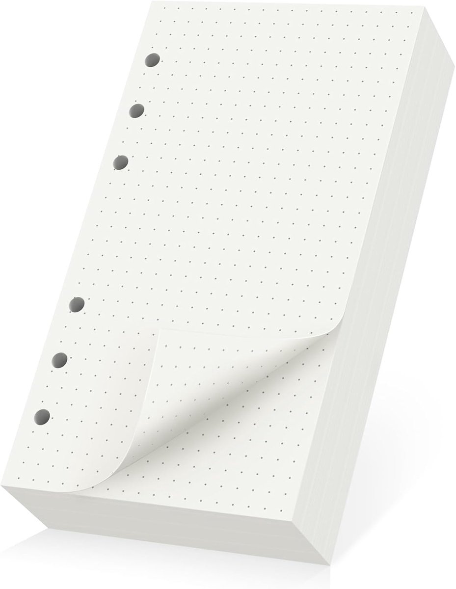 Paper A6 Dotted - 100GSM Navulpapier Gestippeld 5mm -180 Vellen/360 Pagina's Losbladig Papier voor Ringband 6 Gaten Notitieboek - Navulbaar A6-papier voor Reisdagboek Notebook