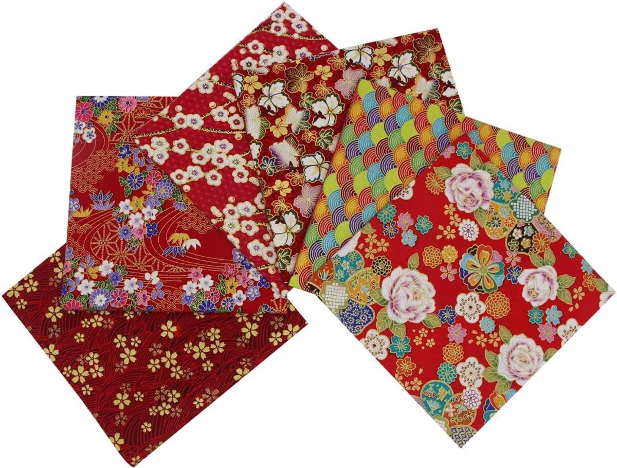 Stofbundels vierkanten 40 x 40 cm, oosterse stijl bronzen ontwerpen bloemen bedrukte ambachtelijke stof patchwork doeken voor naaien quilten doe-het-zelf decoratie scrapbooking