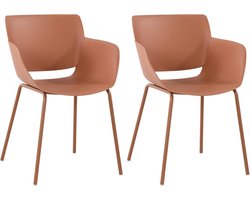 Alpena Set van 2 stoelen - Buitenstoel - weerbestendig en UV-bestendig - Stoelframe van gepoedercoat staal - Fauteuil -, Kleur:terracotta