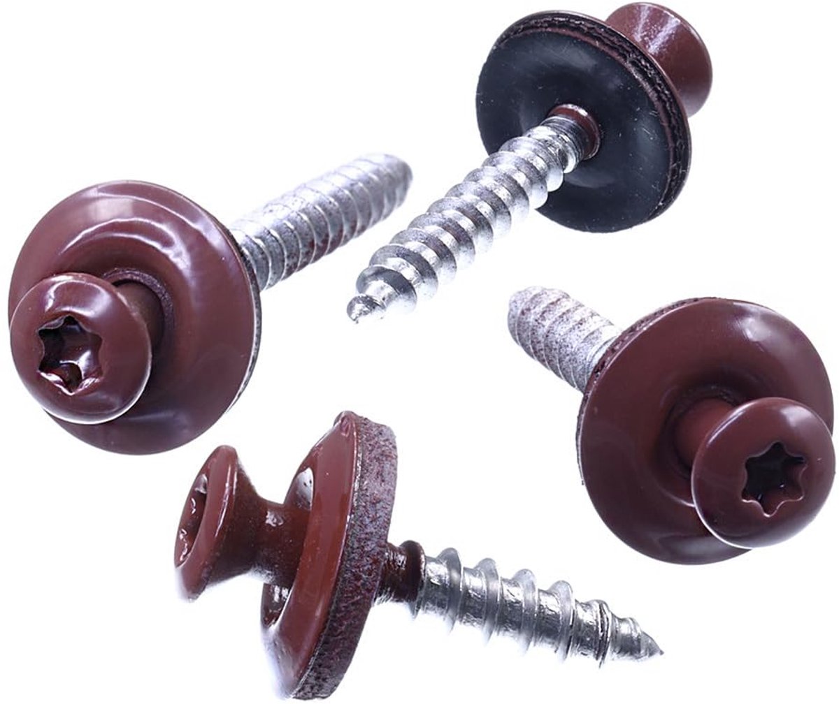 Spenglerschroef 4,5 x 40 mm, RAL 3009 oxidrood, roestvrij staal A2, EPDM-afdichtring 15 mm, TX/inbus, 100 stuks