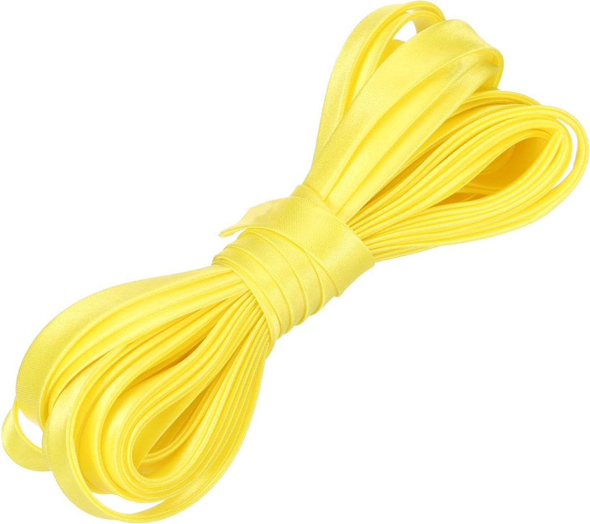 Dubbele biasband om te naaien, 2/5 inch x 5,5 yard, voorgevouwen satijnen lint, continu voorgevouwen, voor veters, zomen, knutselen, knutselen, lichtgeel
