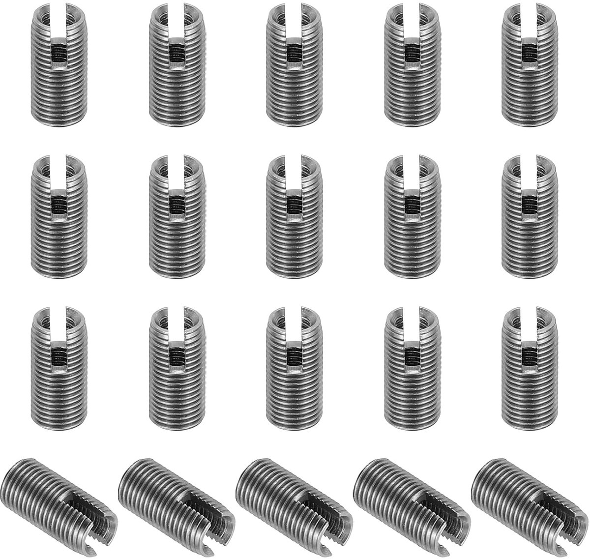 Zelftappend schroefdraadinzet, 20 stuks M3 x M5 x 10 mm, schroefdraadinzetstukken 303 roestvrij staal, schroefdraadadapter, verloopstuk, sleufschroef, reparatieinzetstukken