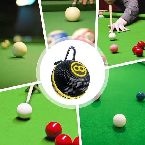 Biljart Bal Houder - Opbergtas Poolbal - Biljart Benodigdheden Opbergen - Hard Beschermend Etui - 7 x 6 cm - Zwart — afbeelding 2
