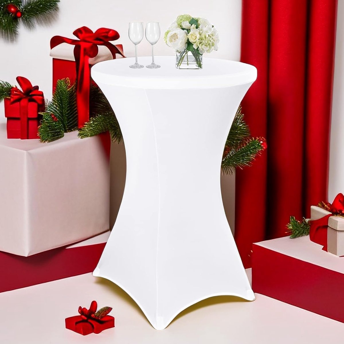 Set van 6 staande eethoezen, 80 x 110 cm, wit, tafelkleed voor staand eten, bruiloft
