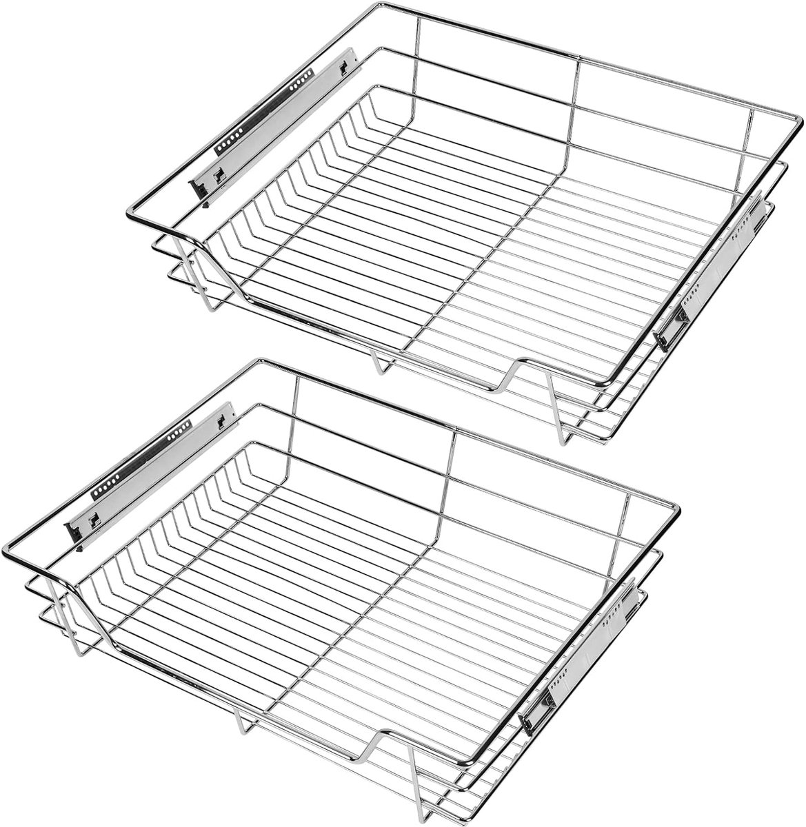 2x keukenlade 60cm kastbreedte telescopische lade mandlade kastlade Verchroomd 25kg belastbaar