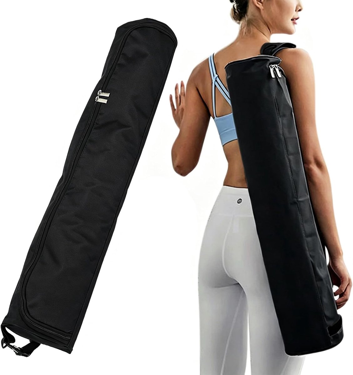 Mat Tas, Full Zip Oefening Yoga Mat draagtas met verstelbare riem, Waterdichte Yoga Mat Draagtas riem voor de meeste Yoga matten naar Gym Klasse Beach Park Voor Vrouwen & Mannen (Zwart)