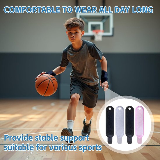 Polsbandage voor kinderen, 4 stuks, ademende polsbandages, verstelbare polsbandage, voor kinderfitness, sport en dagelijkse activiteiten (zwart, roze, grijs) — afbeelding 5