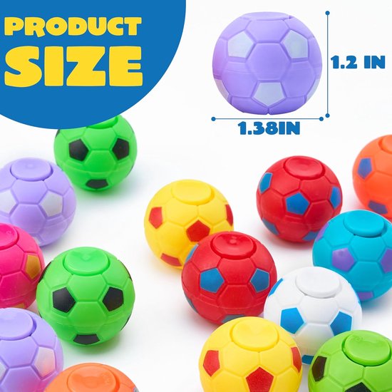 36 stuks voetbalfidget-spinners voor kinderen, cadeautje voor kinderverjaardag 10 jaar, voetbalcadeautje jongens, mini-voetbalspinners voor kinderen — afbeelding 4
