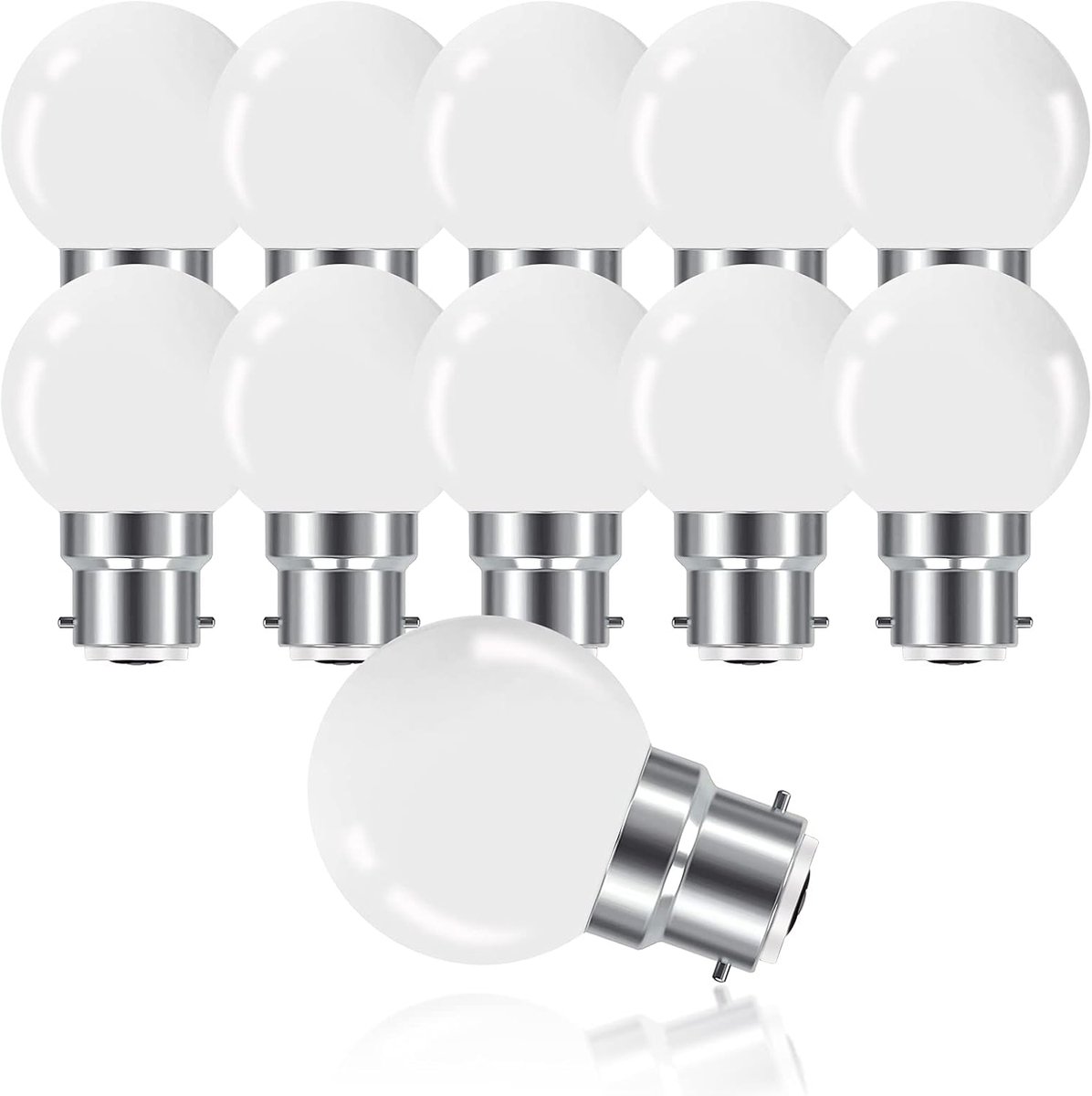 3W LED-bajonetlampen, B22 G45 Mini Globe-gloeilamp, warm wit, gelijk aan 20W-gloeilampen, niet-dimbaar, 10 stuks