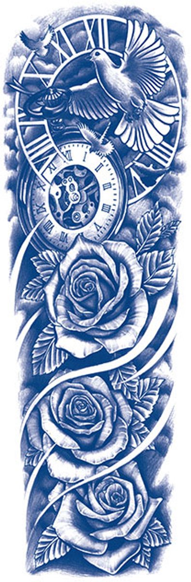 Tijdelijke sleeve tattoo bloemen vogel 2 weken