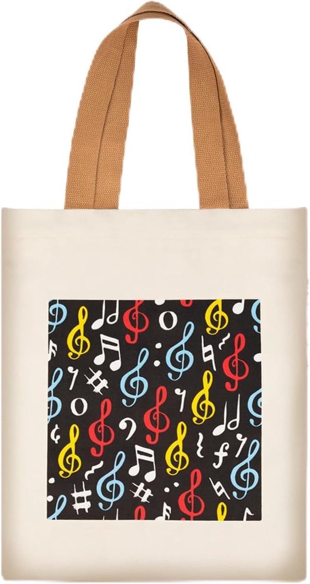 Tote bag grote capaciteit - casual fluwelen tas - muzieknoten ontwerp - perfect voor muziek liefhebbers - ShopVlot