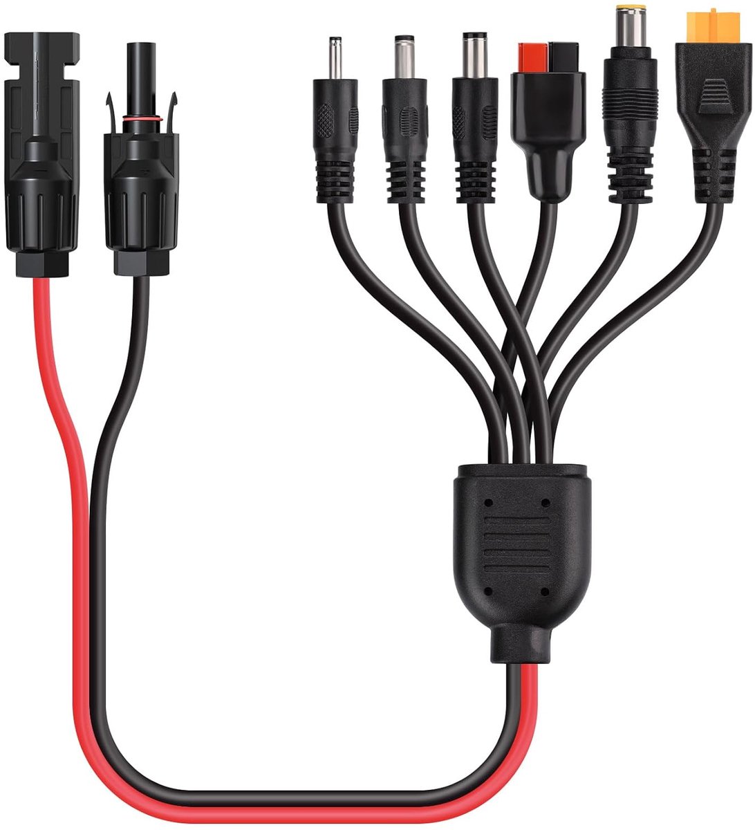 Solar paneelkabel 6-in-1 - XT60, Anderson, DC7909, DC6530, DC35135, DC5521 stekker - 60cm - ShopVlot