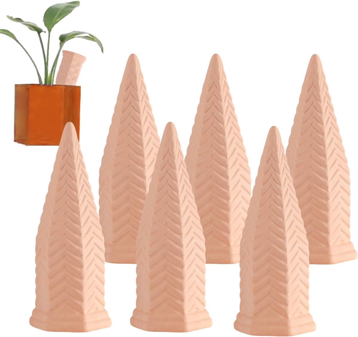 Plant wateringsystemen - 6 stuks zelfwaterende spikes - terracotta - ideaal voor binnen en buiten - ShopVlot