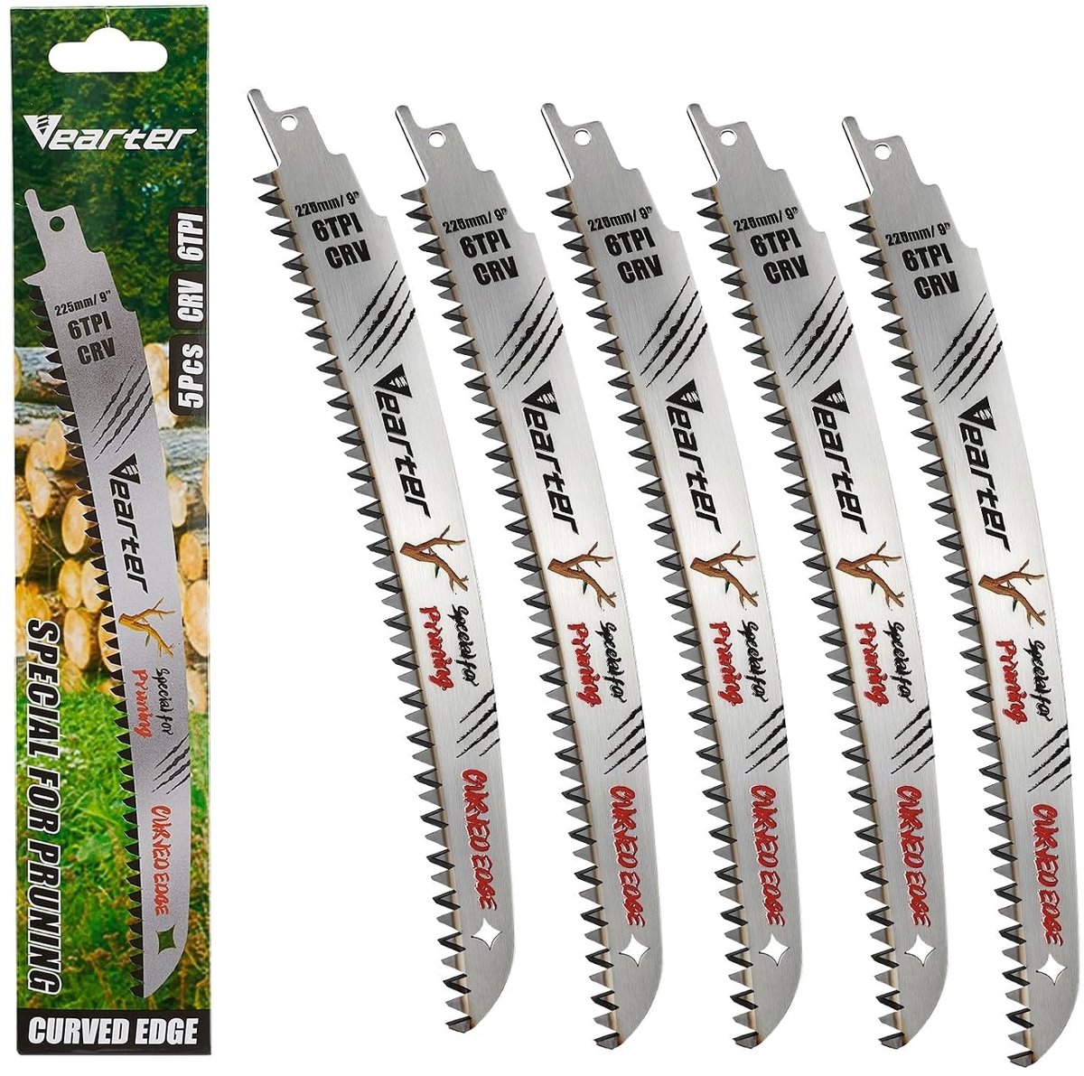 Reciprozaagbladen 225 mm - Japanse tanden - 5-delige set - Voor houtbewerking - ShopVlot
