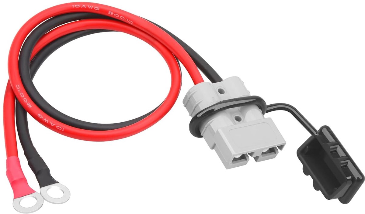 Accukabel 50 A 600 V - O-ring 10 AWG - 60 cm lengte - Geschikt voor heftrucks en trailers - ShopVlot