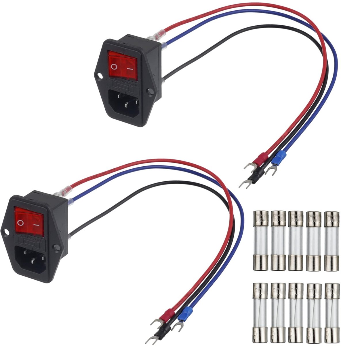 Toggle switch 10A 250V - 3-pin IEC320 C14 plug - met 5A/10A fuse - ideaal voor computergebruik - ShopVlot