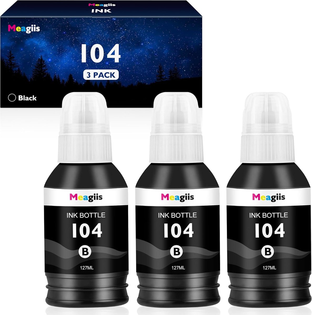 inktpakket 104 zwart - compatibel - 3 flessen - ideaal voor Epson EcoTank - ShopVlot