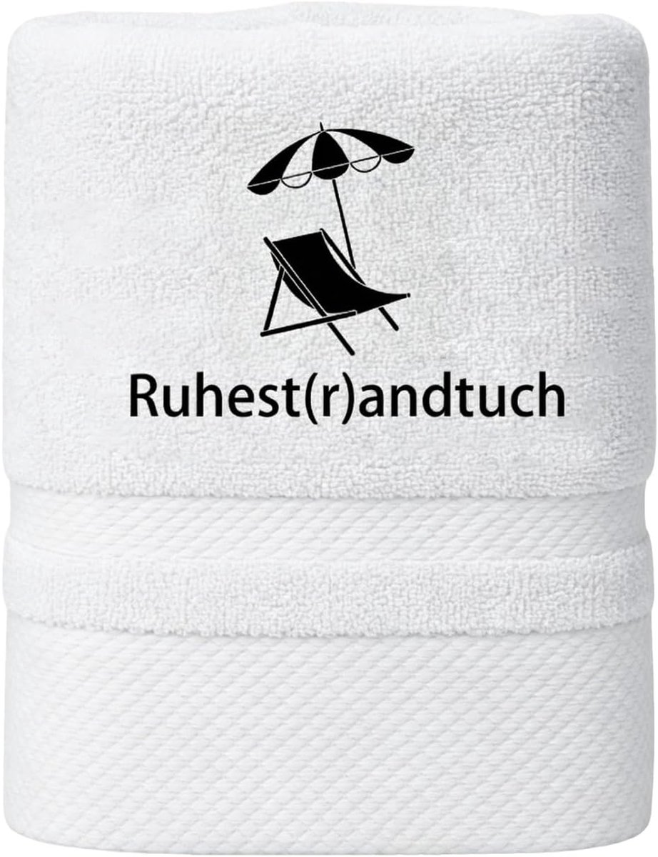 Handdoek pensioen geschenk - witte katoen - humoristisch motief - perfect rustcadeau - ShopVlot